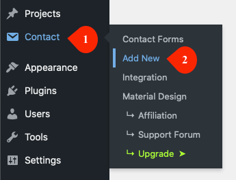 Adding new Contact Form 7 form with Material Design