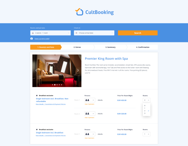 Cultbooking hotel booking system example