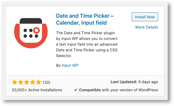 Date and Time Picker WordPress plugin for an appointment booking system