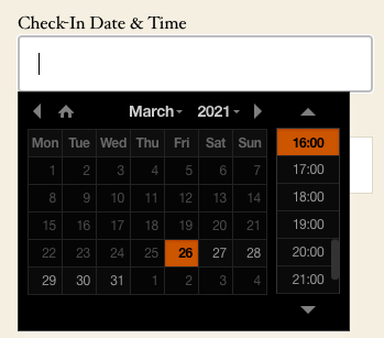 Date and time picker with dark theme