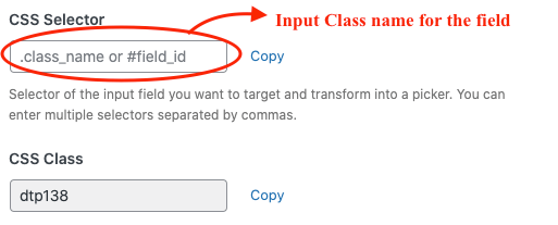 Input Class name for the field of an online salon booking system