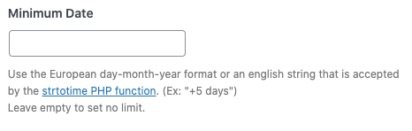 Minimum Date feature by Date and Time Picker for WordPress Salon Booking System