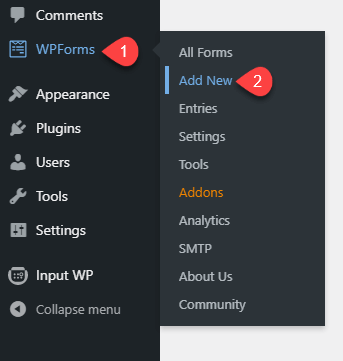 Add new form using WPForms