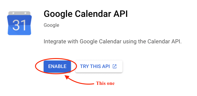 Enabling Google Calendar API