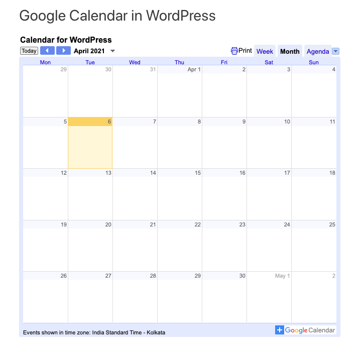 Google Calendar in WordPress