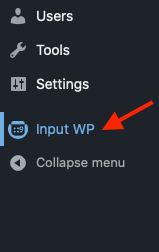 Input WP in WordPress Dashboard menu