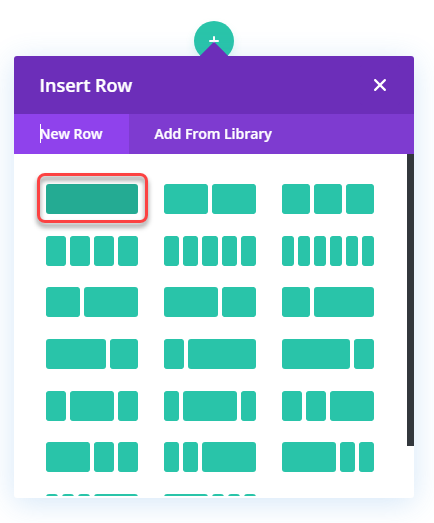Inserted a new row in the Divi Builder
