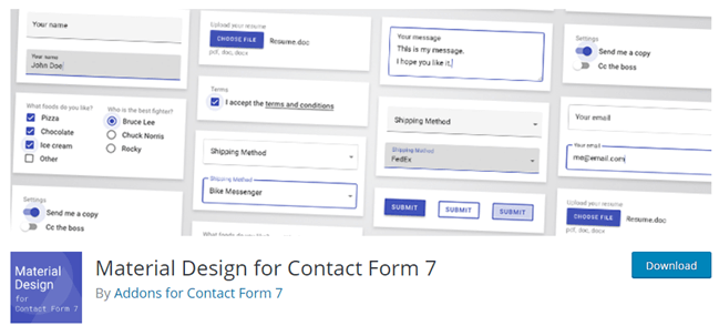 Material Design for Contact Form 7 add ons