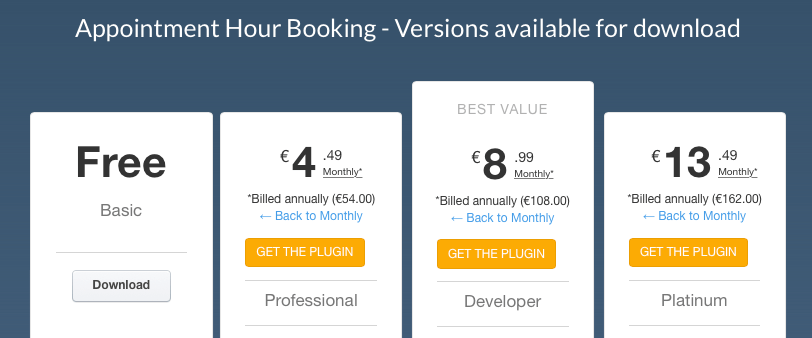 Premium version of Hour Booking Appointment plugin for WordPress