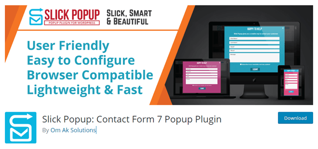 Slick Popup Contact Form 7 Add on